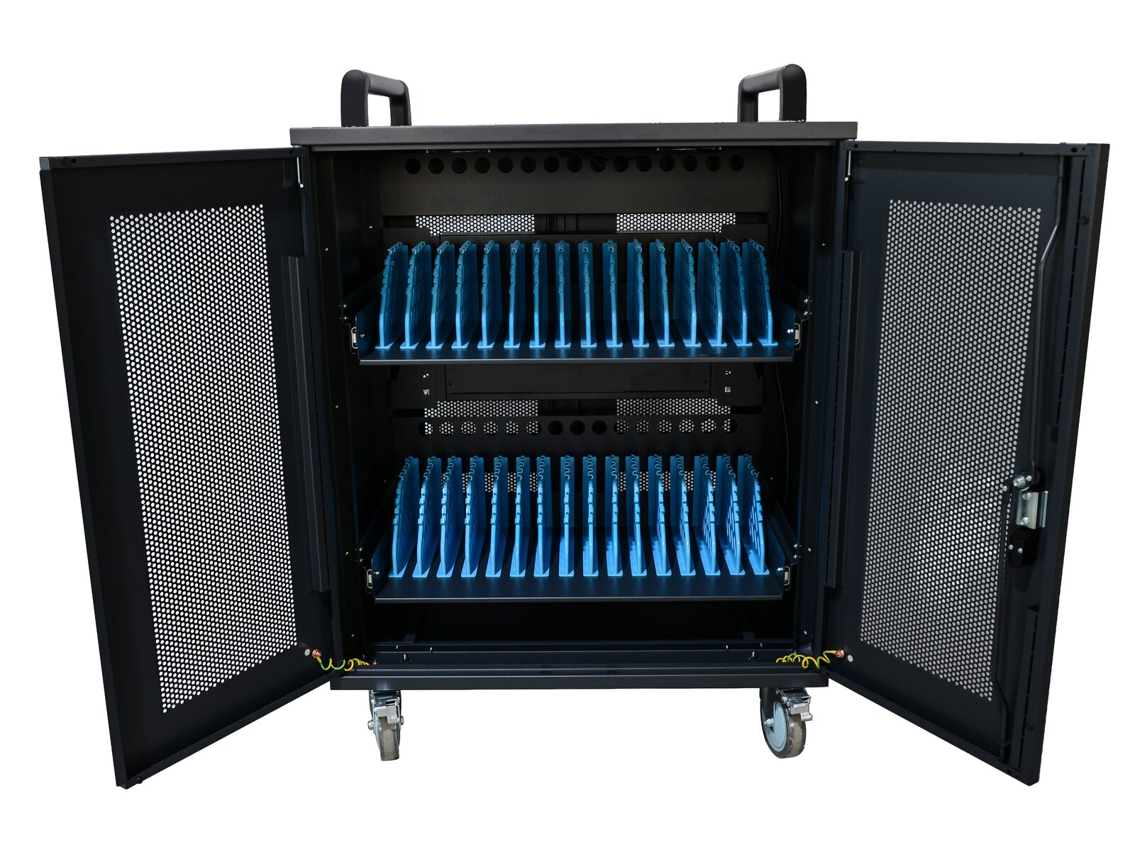 Szafka Avtek Charging Cart 30 &mdash; front, drzwi otwarte