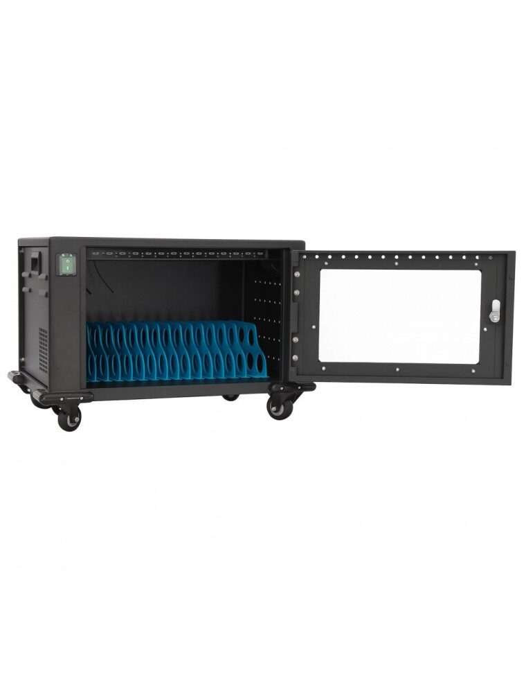 Szafa do ładowania 16 tabletów Techly I-CABINET-16DUCTY otwarta, z przegrodami