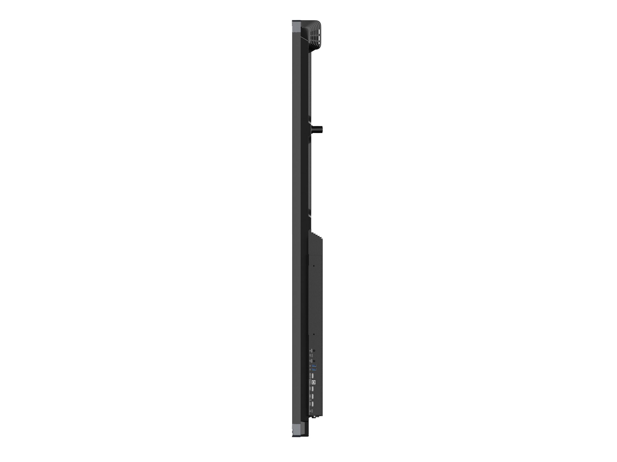 Monitor interaktywny Avtek TS 8 Connect 86 cali – profil boczny z panelem złączy HDMI, USB 3.0 i audio