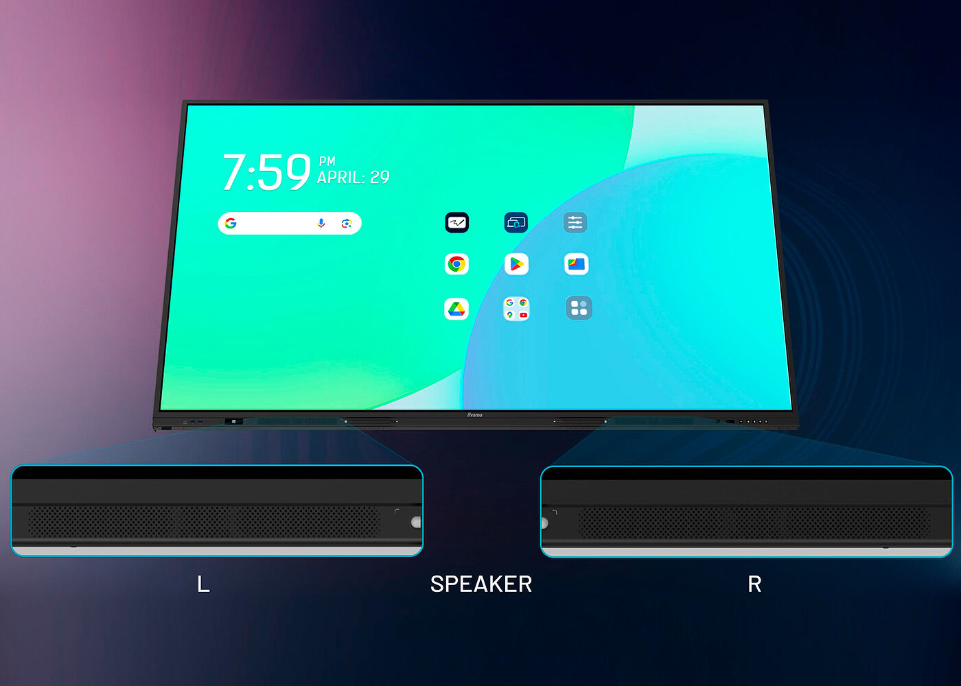 Glosniki przednie monitora interaktywnego iiyama TE5513A-B2AG