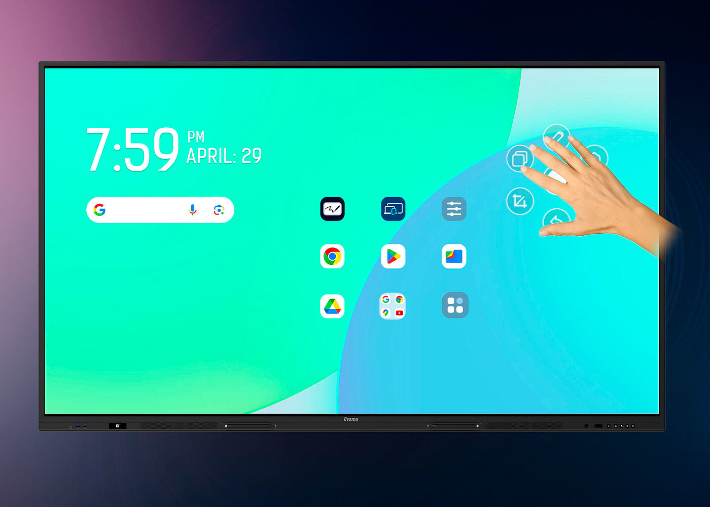 Szybkie menu radialne w monitorze interaktywnym iiyama