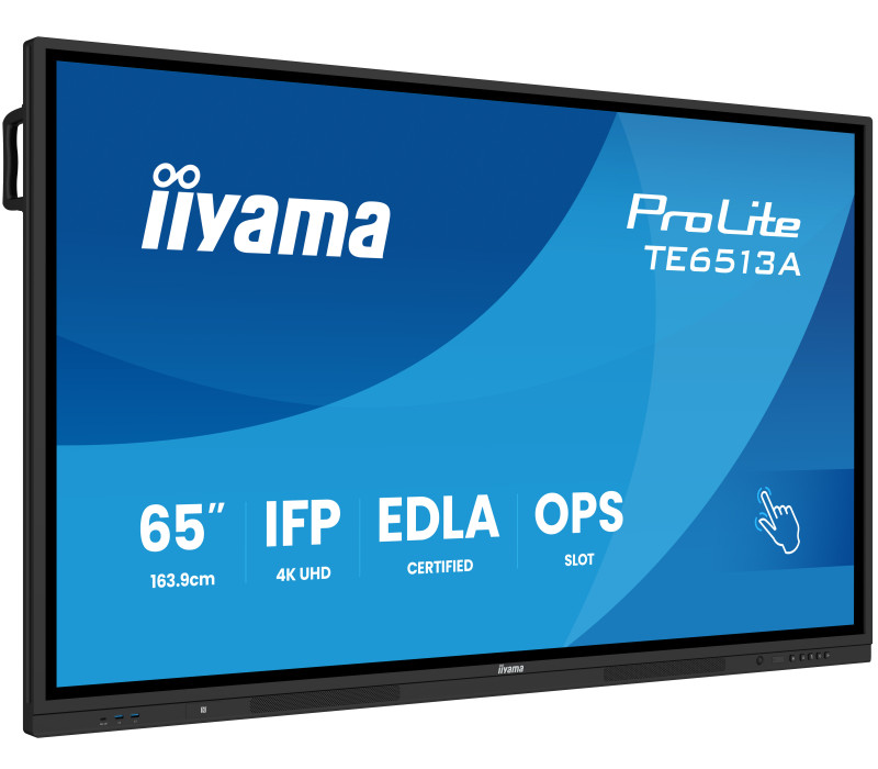 Monitor iiyama TE6513A-B3AG pod kątem, widoczne uchwyty boczne