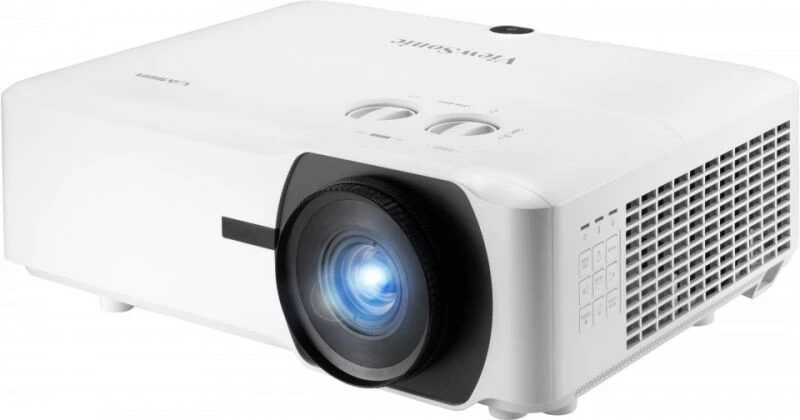 Projektor laserowy ViewSonic LS920WU podczas pracy, świecący obiektyw