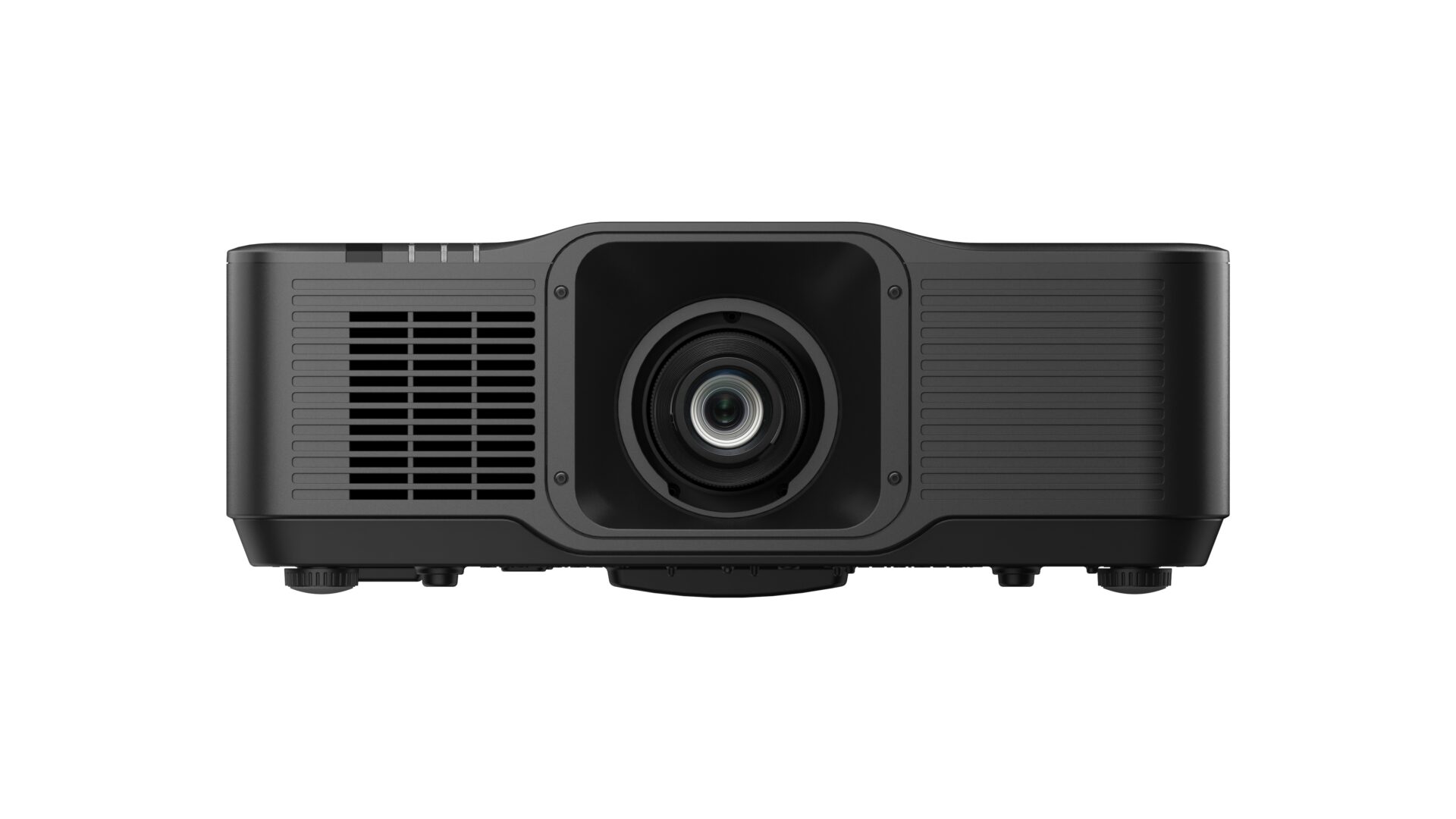 Projektor Vivitek DU5053Z-BK w czarnej obudowie od frontu z obiektywem