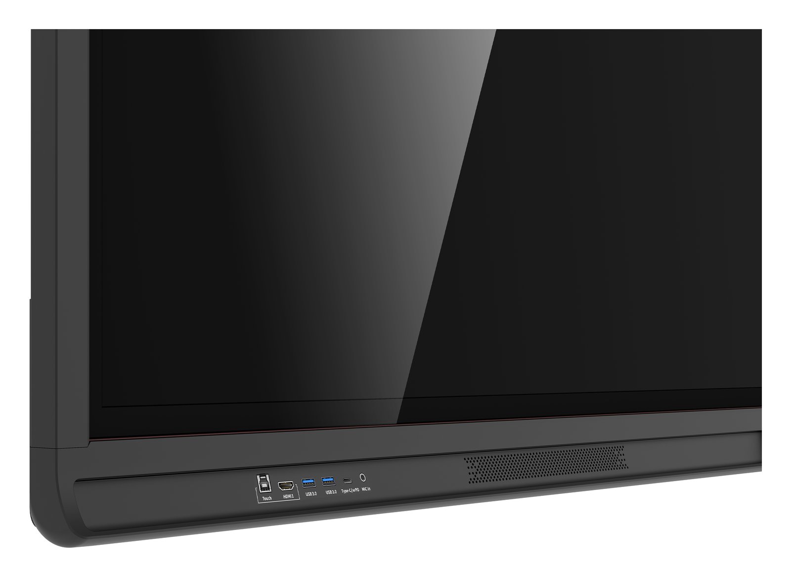 Przednie złącza monitora interaktywnego Newline LYRA PRO TT-8623QA z USB-C 65 W