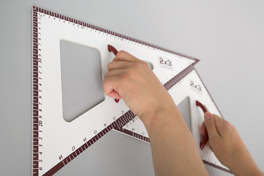 Przymiary tablicowe magnetyczne 2x3 AS140 &ndash; komplet 5 element&oacute;w &mdash; ekierka na tablicy