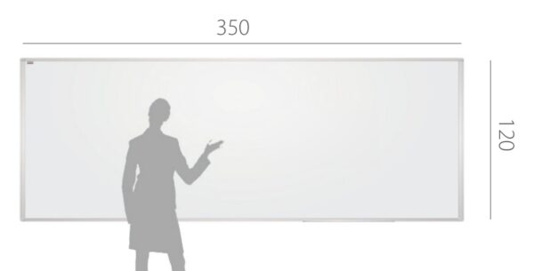 Tablica akademicka suchościeralna 2x3 TAS1235 350x120 cm – biała, magnetyczna, lakierowana — widok z przodu, 350 × 120 cm