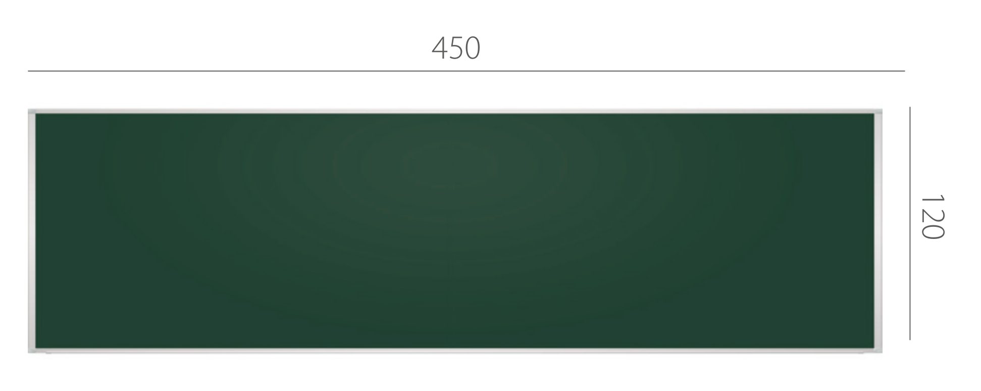 Tablica akademicka kredowa 2x3 TAK1245 450x120 cm &ndash; zielona, magnetyczna, lakierowana &mdash; rysunek tablicy 450 &times; 120 cm