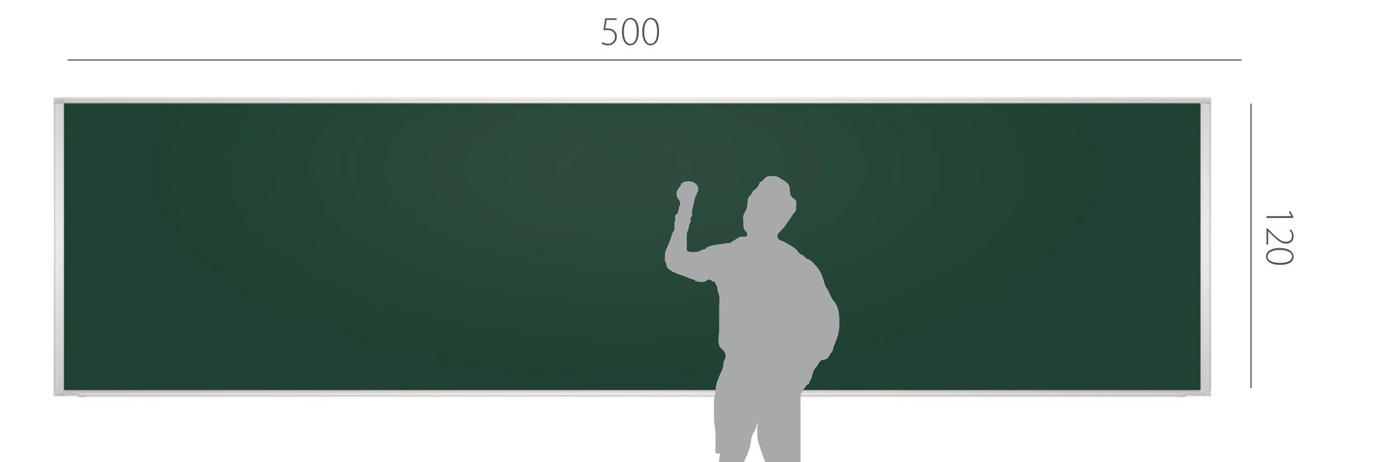 Tablica akademicka kredowa 2x3 TAK1250 500x120 cm &ndash; zielona, magnetyczna, lakierowana &mdash; rysunek tablicy 500 &times; 120 cm