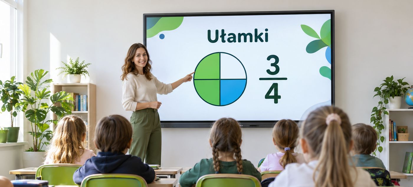 Monitor interaktywny w klasie widziany z ostatniej ławki