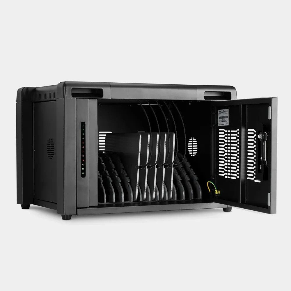 Szafa do ładowania 12 laptopów Formcase TransformerBox T12-PD Perf. Plus z otwartymi drzwiami