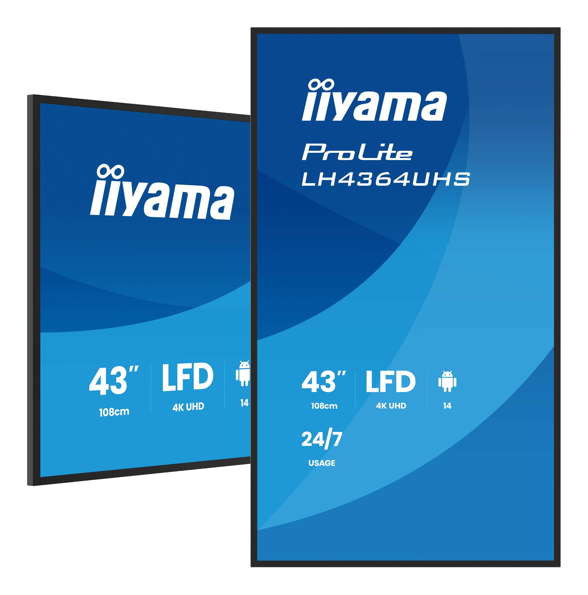 Monitor informacyjny iiyama LH4364UHS-B1AG 43 cale - montaż w pionie i w poziomie