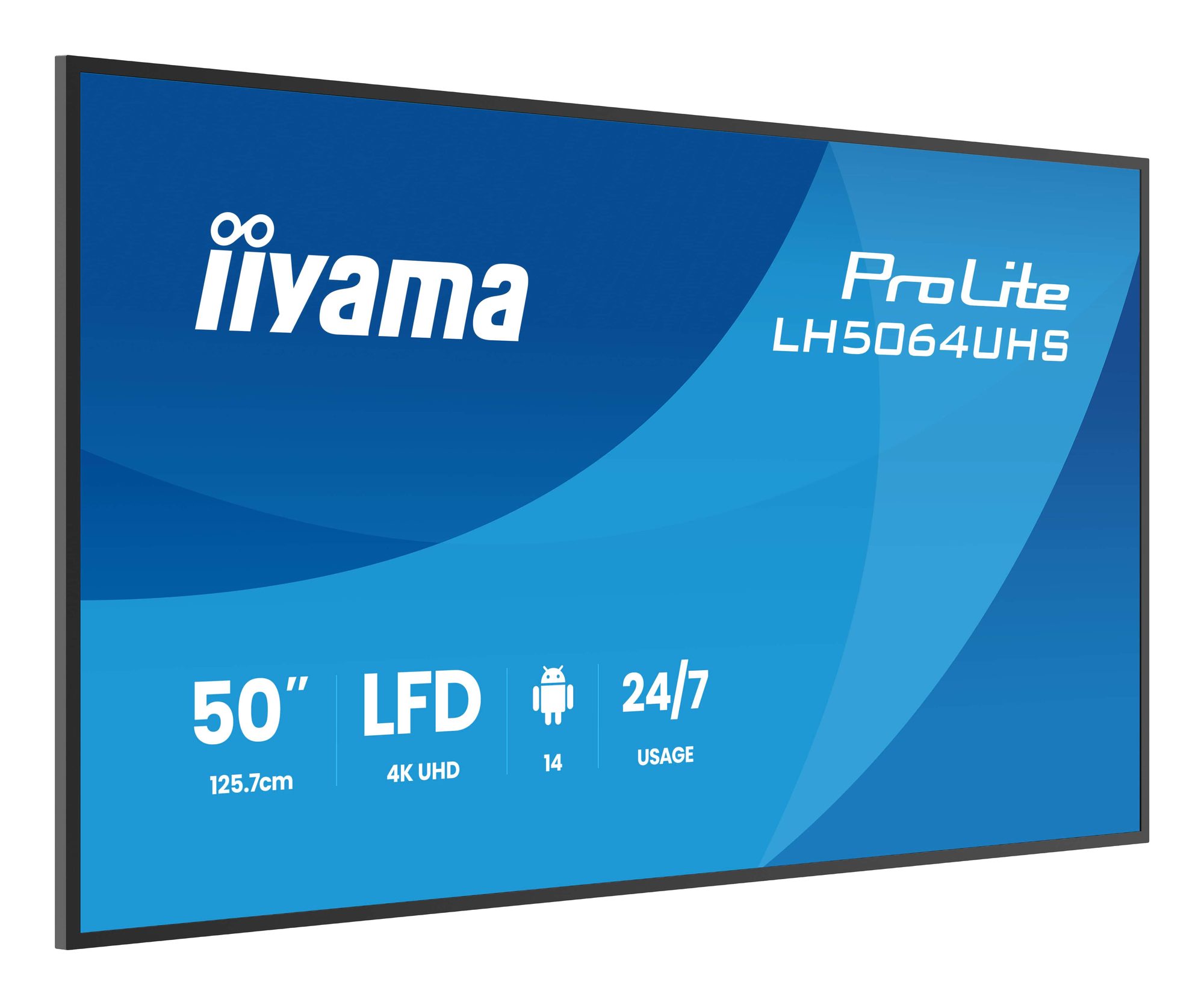 Monitor informacyjny iiyama LH5064UHS-B1AG 50 cali - widok z przodu pod kątem