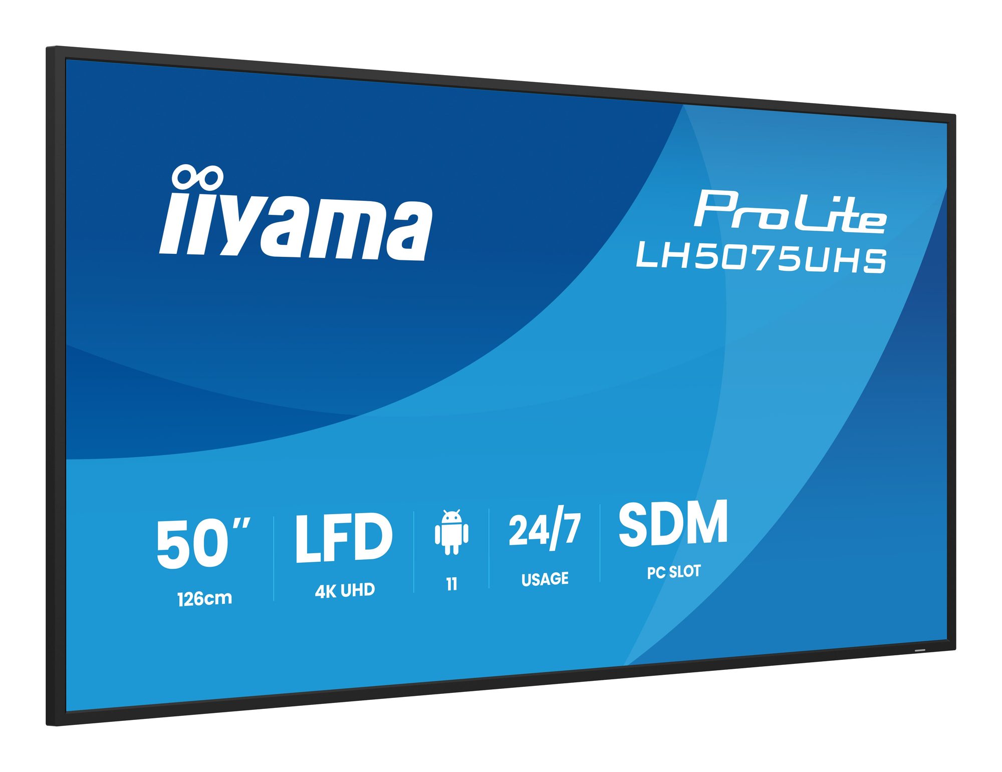 Monitor informacyjny iiyama LH5075UHS-B2AG 50 cali - widok z przodu pod kątem