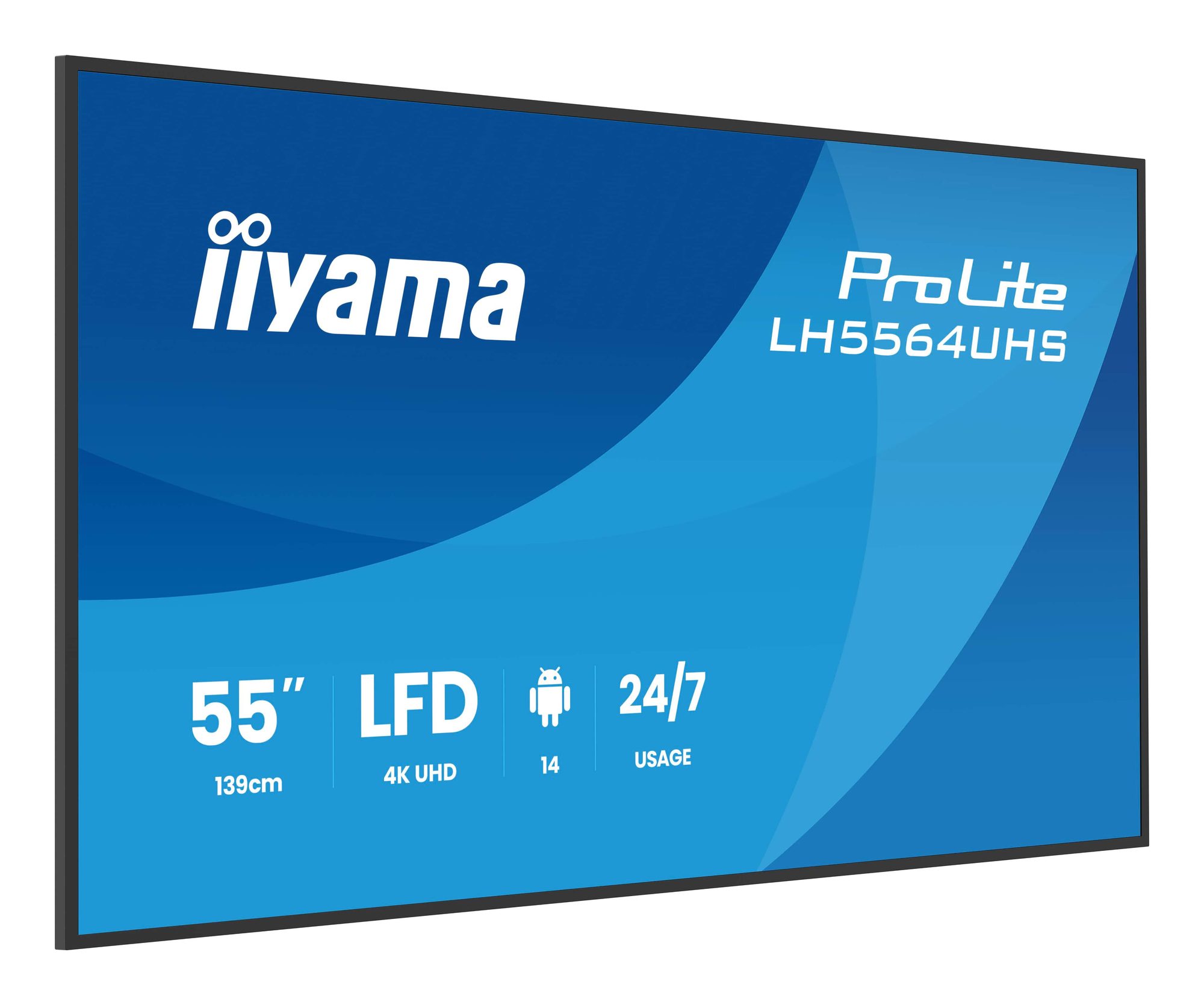 Monitor informacyjny iiyama LH5564UHS-B1AG 55 cali - widok z przodu pod kątem