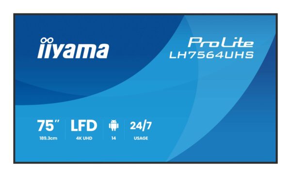 Monitor informacyjny iiyama LH7564UHS-B1AG 75 cali - z przodu