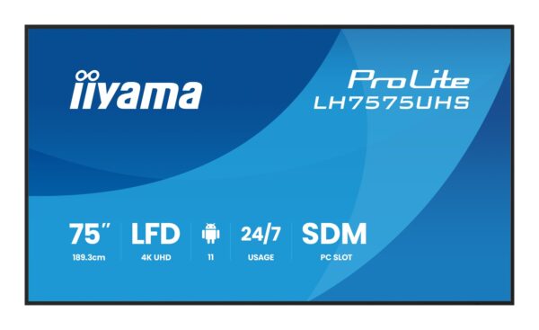 Monitor informacyjny iiyama LH7575UHS-B2AG 75 cali - z przodu