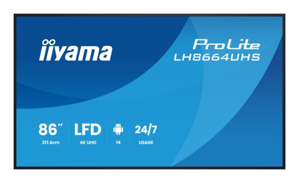 Monitor informacyjny iiyama LH8664UHS-B3AG 86 cali - z przodu
