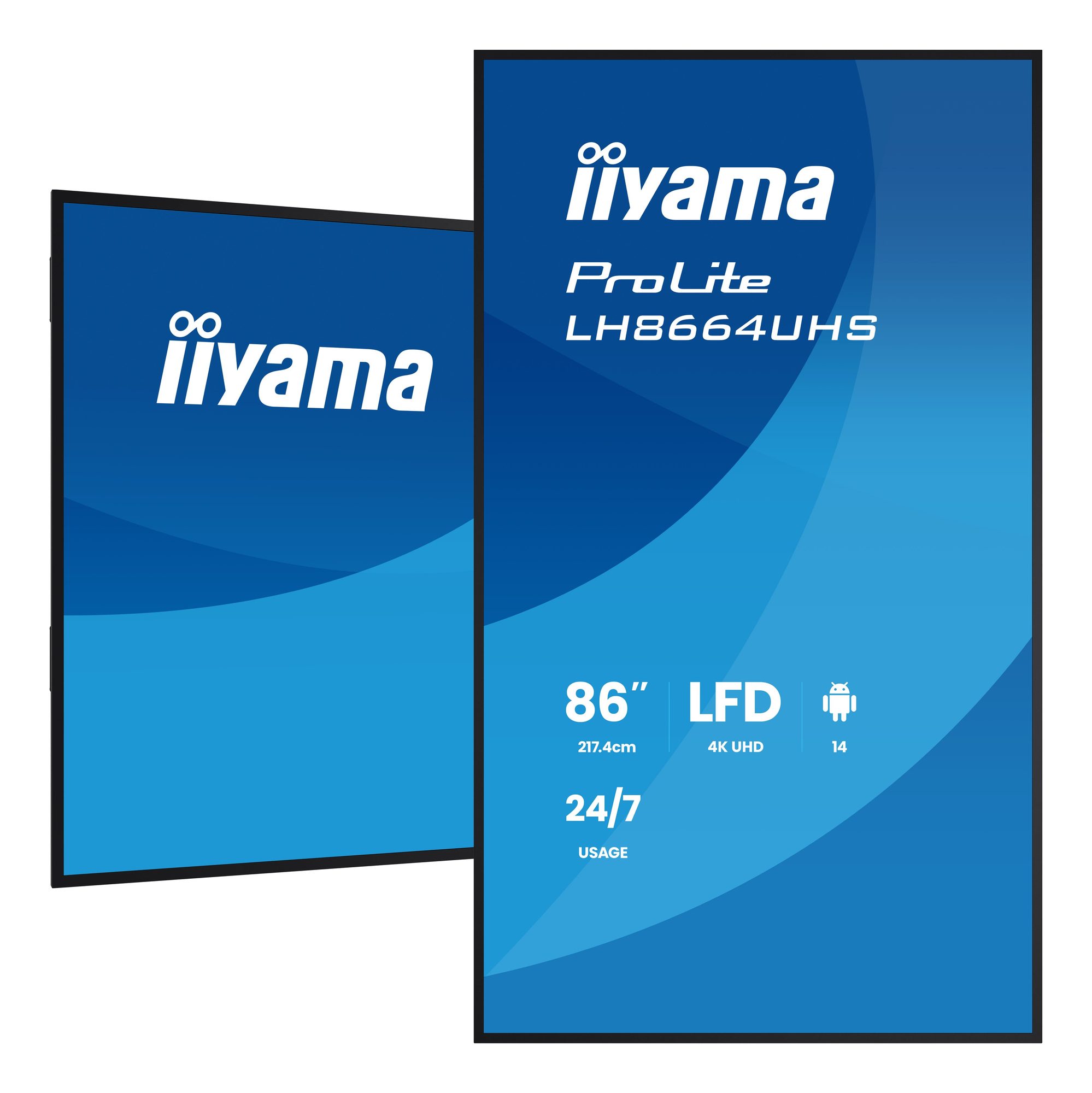 Monitor informacyjny iiyama LH8664UHS-B3AG 86 cali - montaż w pionie i w poziomie