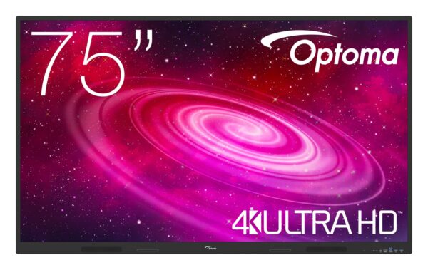 Monitor interaktywny Optoma 1751RK 75 cali — front z ekranem