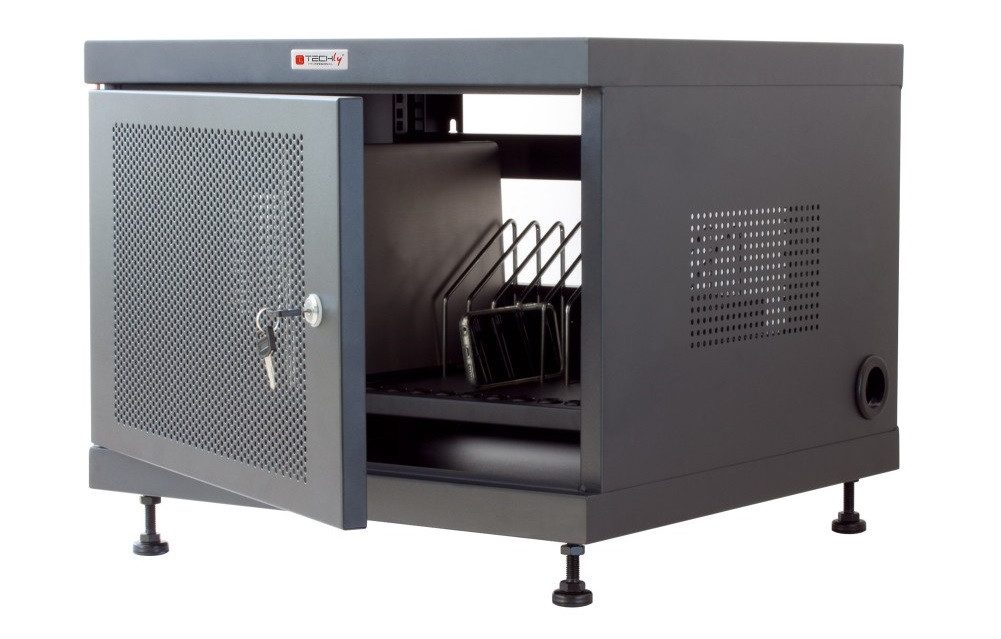 Szafa do ładowania 14 tabletów Techly I-CABINET-14DTYDE z otwartymi drzwiami